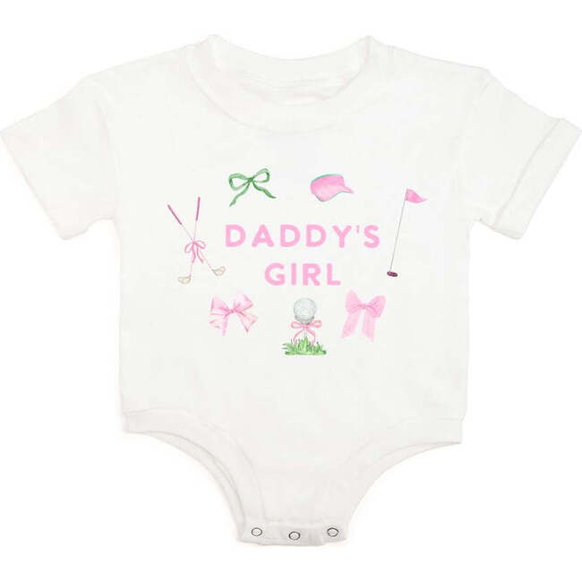 Daddy's Girl Golf Icon Short Sleeve Romper, White