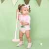 Golf Tee Bow Patch Short Sleeve Romper, Ballet - Rompers - 2