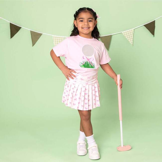 Golf Tee Bow Patch Short Sleeve T-Shirt, Ballet
