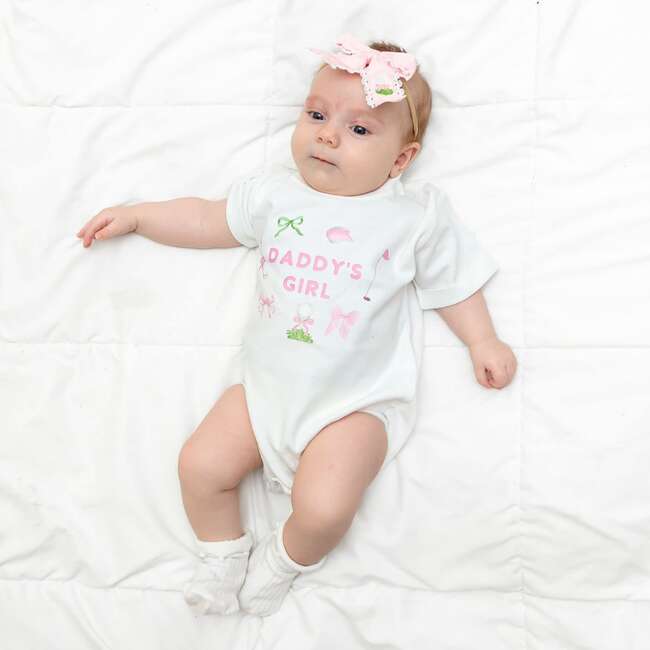 Daddy's Girl Golf Icon Short Sleeve Romper, White