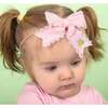 Golf Tee Embroidered Lace Bow Baby Headband, Pink - Hair Accessories - 3