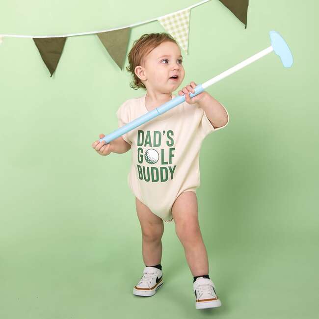 Dad's Golf Buddy Short Sleeve Romper, Natural - Rompers - 3