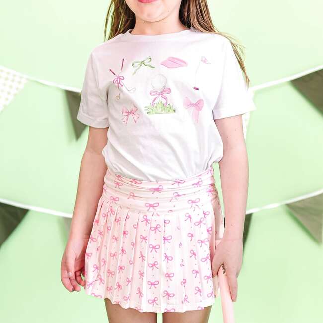 Pink Bow Athletic Skort, Pink - Skirts - 3