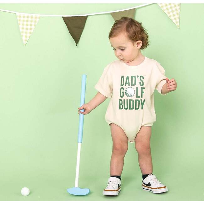 Dad's Golf Buddy Short Sleeve Romper, Natural - Rompers - 4