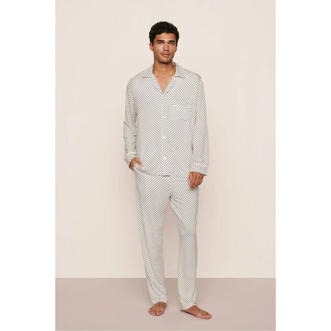 William Printed TENCEL™ Long PJ Set, TIDE DOT IVORY/IVORY