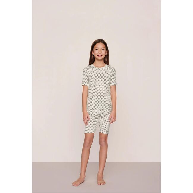 Kids Printed TENCEL™ Modal Unisex Short PJ Set, TIDE DOT IVORY/IVORY