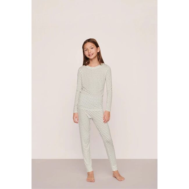 Kids Printed TENCEL™ Modal Unisex Long PJ Set, TIDE DOT IVORY/IVORY