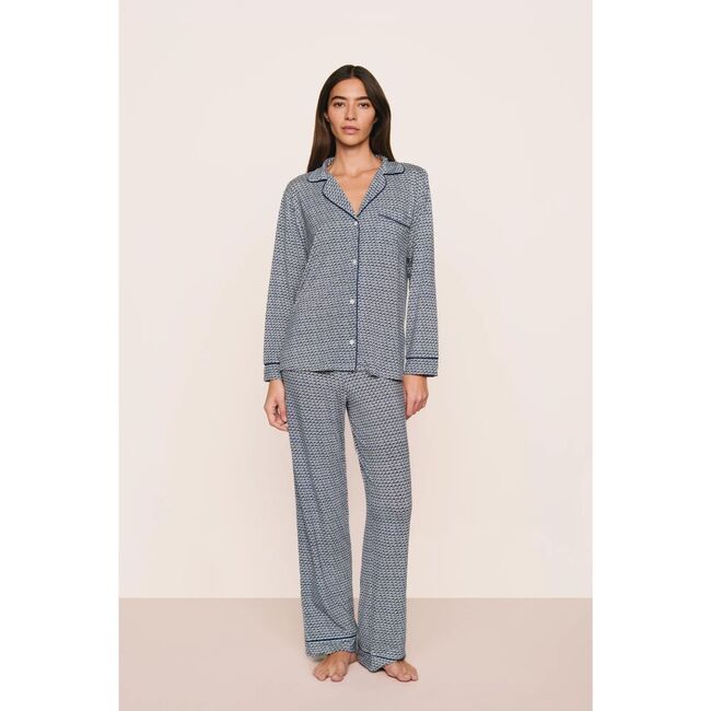 Gisele Printed TENCEL™ Modal Long PJ Set, SEASHELL NAVY/NAVY