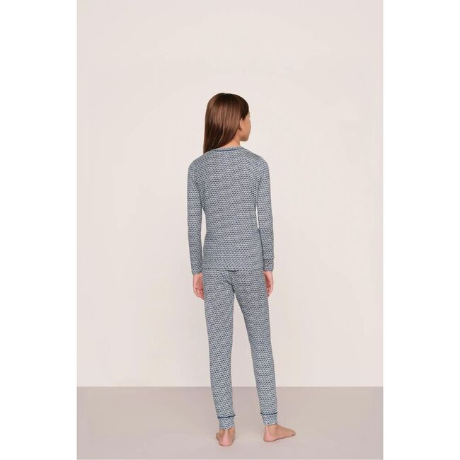 Kids Printed TENCEL™ Modal Unisex Long PJ Set, SEASHELL NAVY/NAVY