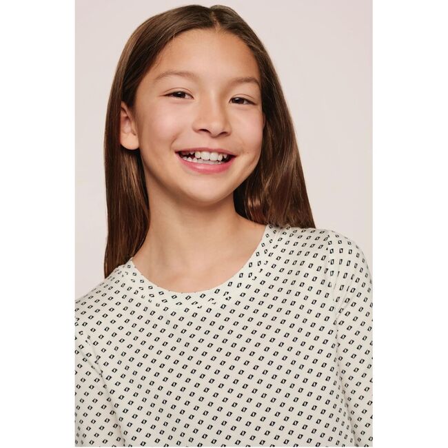 Kids Printed TENCEL™ Modal Unisex Long PJ Set, TIDE DOT IVORY/IVORY