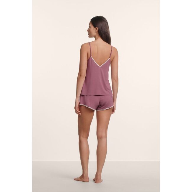 Frida TENCEL™ Cami & Short PJ Set, FIG/IVORY - Pajamas - 3