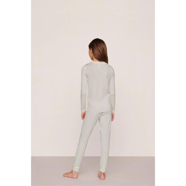 Kids Printed TENCEL™ Modal Unisex Long PJ Set, TIDE DOT IVORY/IVORY - Pajamas - 3