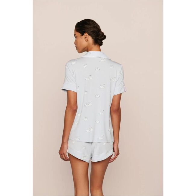 Gisele Printed TENCEL™ Modal Relaxed Short PJ Set, LARGE SWANS ICE BLUE/IVORY