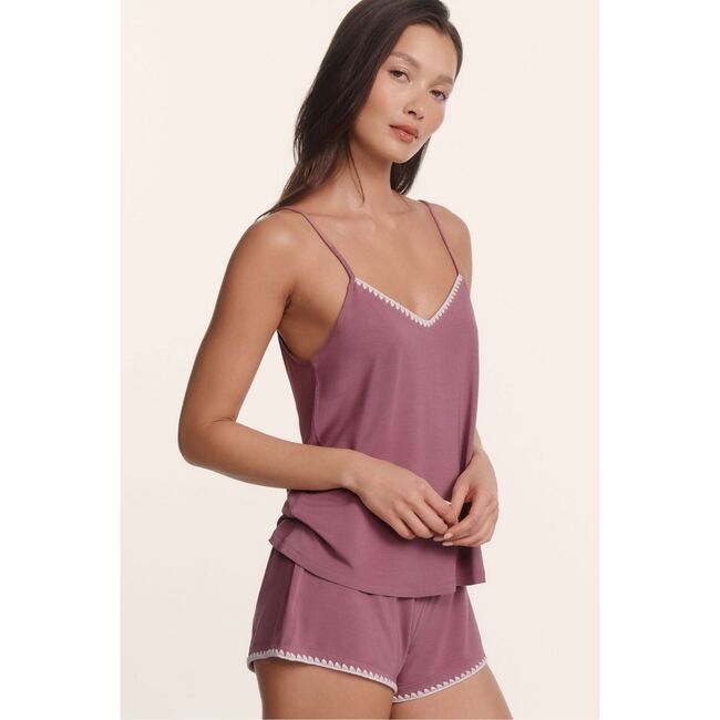 Frida TENCEL™ Cami & Short PJ Set, FIG/IVORY - Pajamas - 4