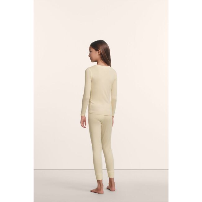 Kids TENCEL™ Modal Unisex Long PJ Set, BUTTERCREAM/IVORY - Pajamas - 3