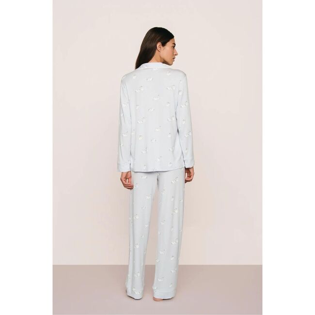 Gisele Printed TENCEL™ Modal Long PJ Set, LARGE SWANS ICE BLUE/IVORY - Pajamas - 3