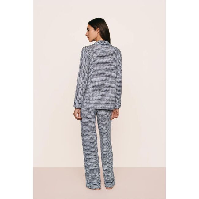 Gisele Printed TENCEL™ Modal Long PJ Set, SEASHELL NAVY/NAVY - Pajamas - 3