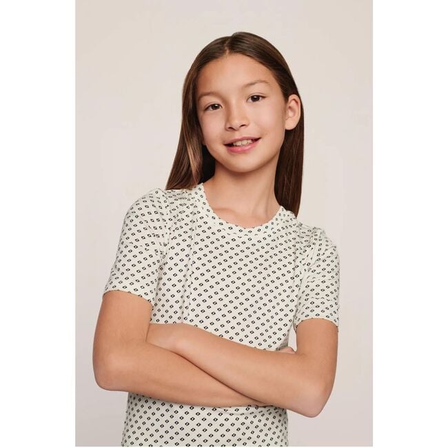 Kids Printed TENCEL™ Modal Unisex Short PJ Set, TIDE DOT IVORY/IVORY - Pajamas - 5