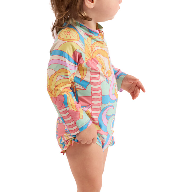 The Paradiso, Girls Rash Guard One Piece with Ruffle UPF 50+, Yellow - One Pieces - 3