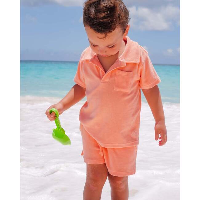 The Tropicana, Boys Coral Terry Polo, Coral - Polo Shirts - 3