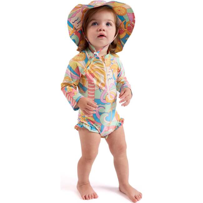 The Paradiso, Girls Rash Guard One Piece with Ruffle UPF 50+, Yellow - One Pieces - 6