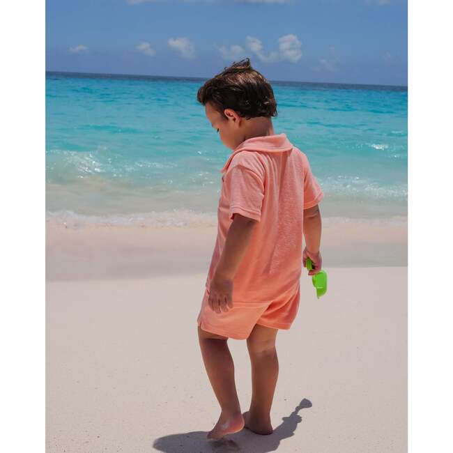 The Tropicana, Boys Coral Terry Polo, Coral - Polo Shirts - 5
