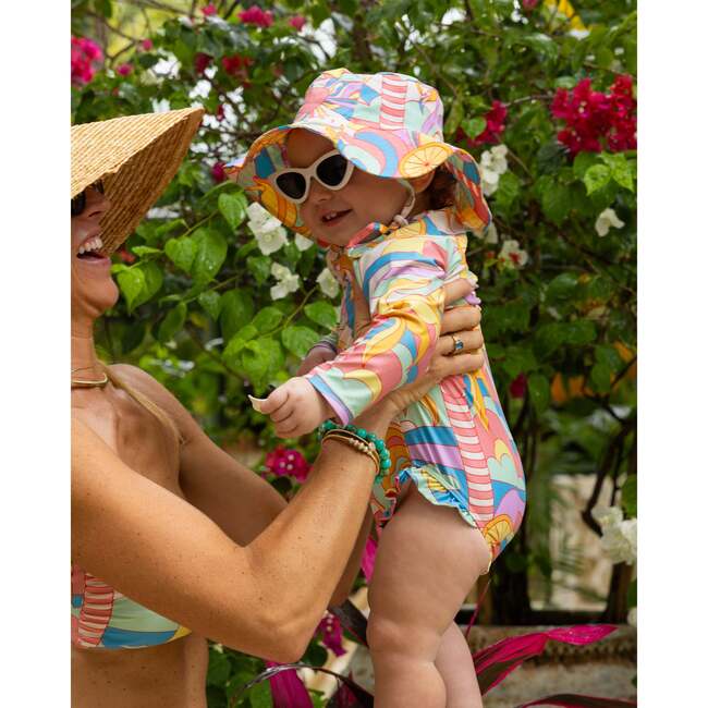 The Paradiso, Girls Rash Guard One Piece with Ruffle UPF 50+, Yellow - One Pieces - 9