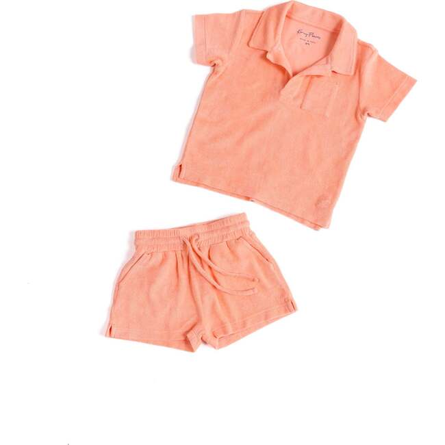 The Tropicana, Boys Coral Terry Polo, Coral - Polo Shirts - 7