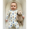 The Organic Zipper Footie, Monkeyoing Around Blue - Footie Pajamas - 2