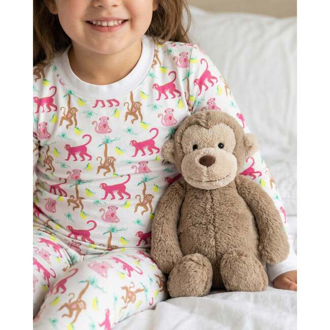 The Organic Long Sleeve Pajama Set, Monkeyng Around Pink