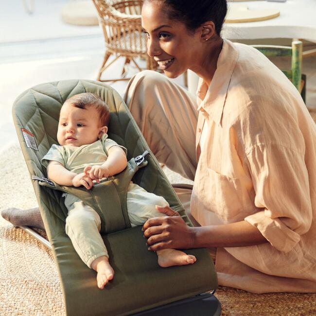 BabyBjorn Baby Bouncer Bliss, Woven, Petal Quilt, Dark Green