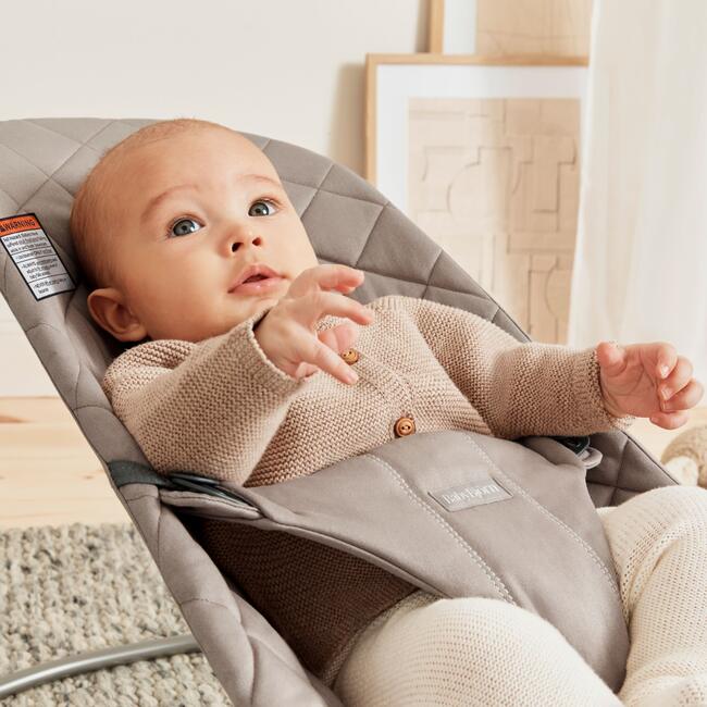 BabyBjorn Baby Bouncer Bliss, Woven, Classic quilt, Sand Grey - Bouncers - 4