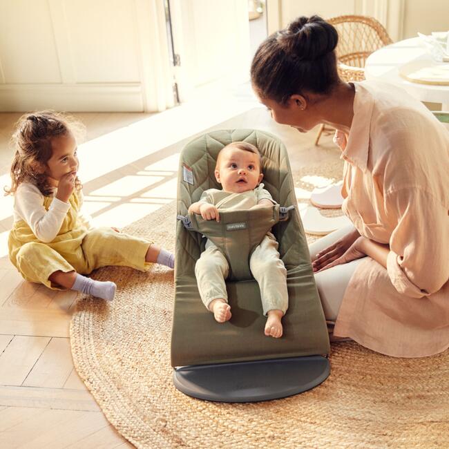 BabyBjorn Baby Bouncer Bliss, Woven, Petal Quilt, Dark Green - Bouncers - 9