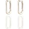 Oval Huggie Hoop Earrings, Silver - Earrings - 1 - thumbnail