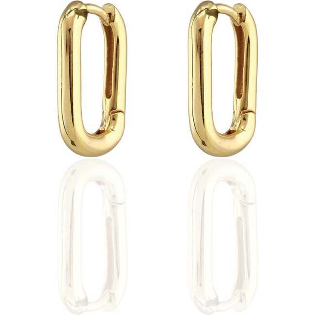Oval Huggie Hoop Earrings, Gold