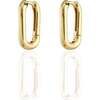 Oval Huggie Hoop Earrings, Gold - Earrings - 1 - thumbnail