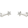 Shooting Star with Crystals Stud Earrings, Silver - Earrings - 1 - thumbnail