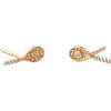 Tennis Racket Crystal and Enamel Stud Earrings, Gold - Earrings - 1 - thumbnail