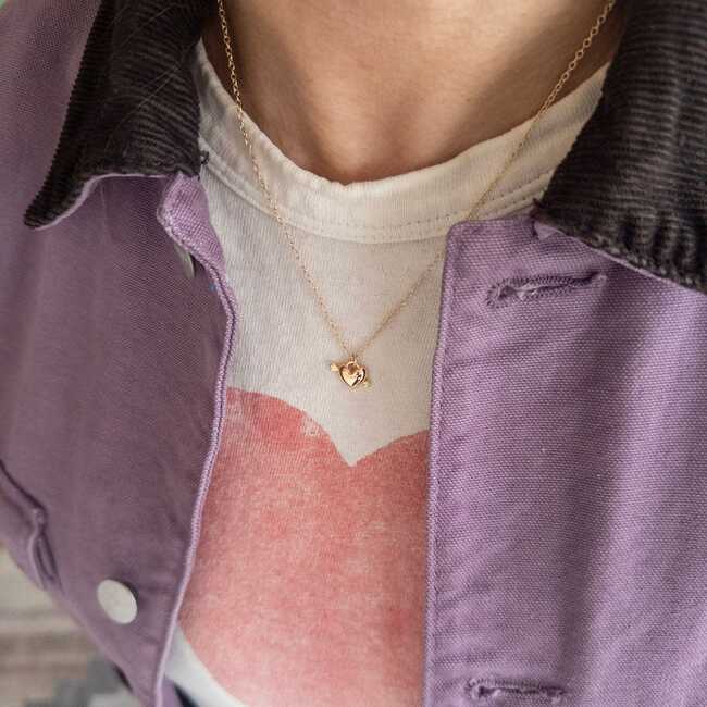 Heart with  Arrow Necklace, Gold