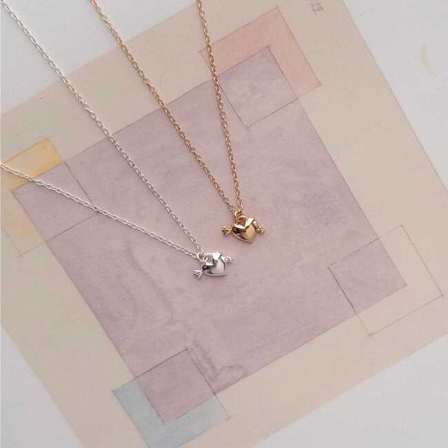 Heart with  Arrow Necklace, Gold - Necklaces - 3