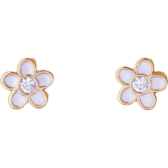Flower Crystal Enamel Stud Earrings