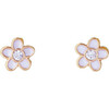 Flower Crystal Enamel Stud Earrings - Earrings - 1 - thumbnail