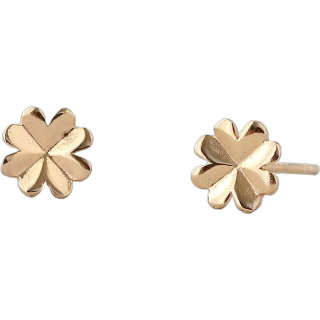Four Leaf Clover Stud Earrings, Gold