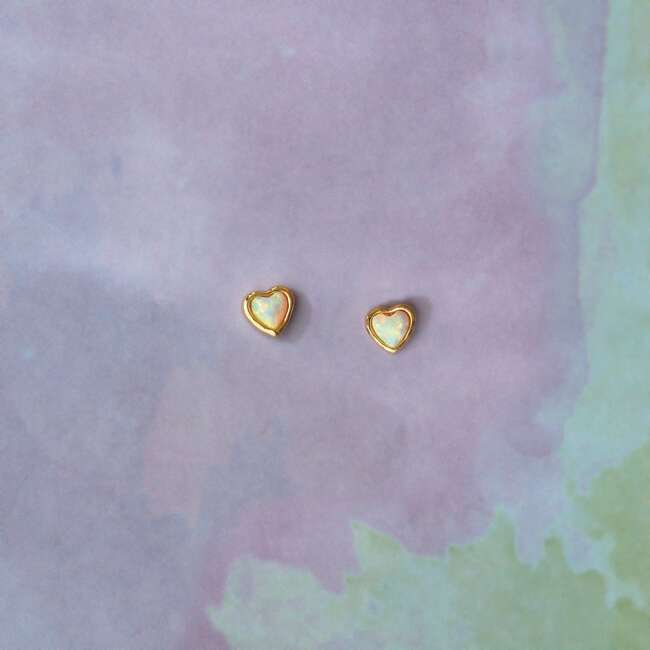 Opal Heart Stud Earrings - Earrings - 3