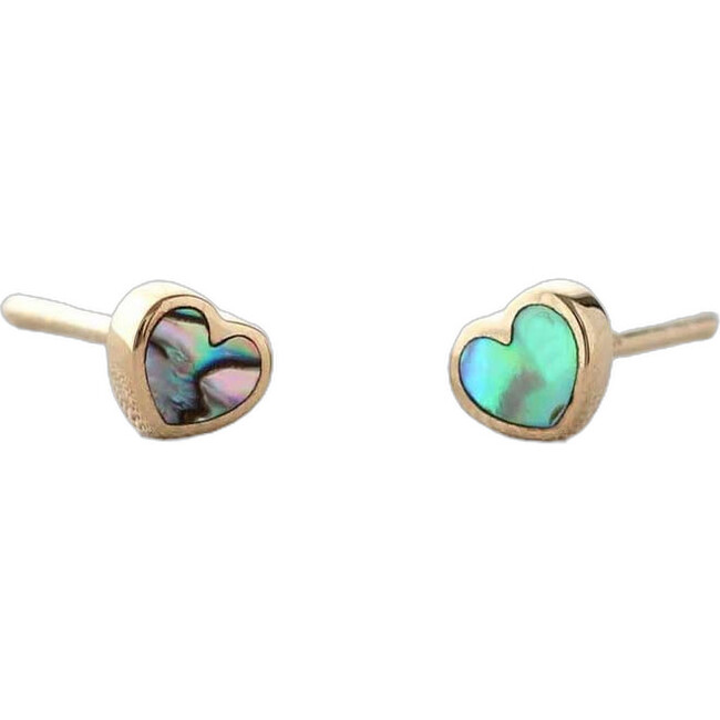 Abalone Heart Stud Earrings, Gold