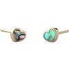 Abalone Heart Stud Earrings, Gold - Earrings - 1 - thumbnail