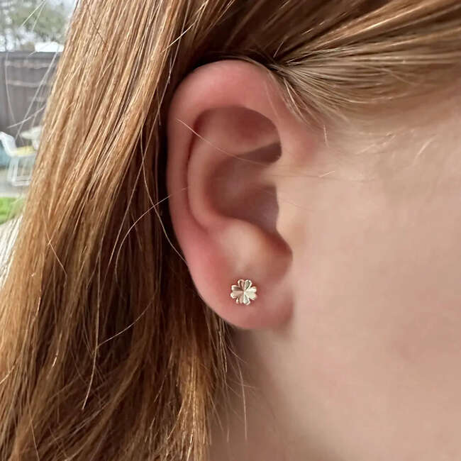 Four Leaf Clover Stud Earrings, Gold