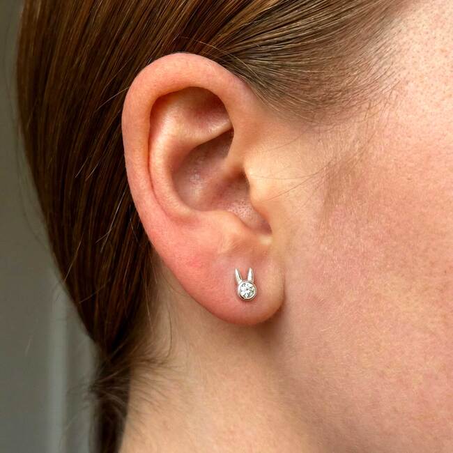 Bunny Stud Earrings, Silver