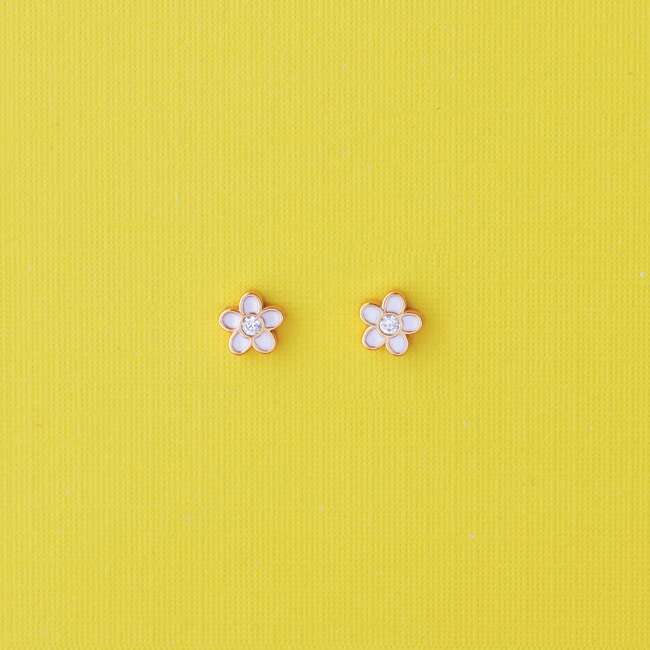 Flower Crystal Enamel Stud Earrings - Earrings - 3