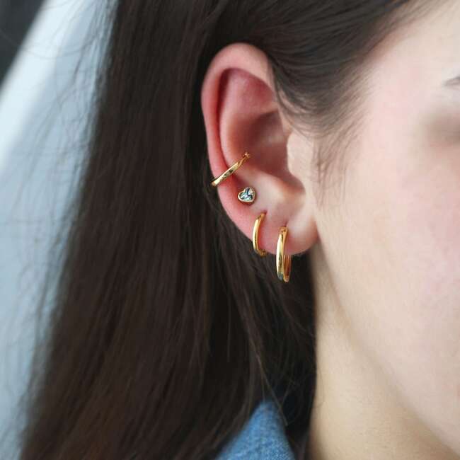 Abalone Heart Stud Earrings, Gold